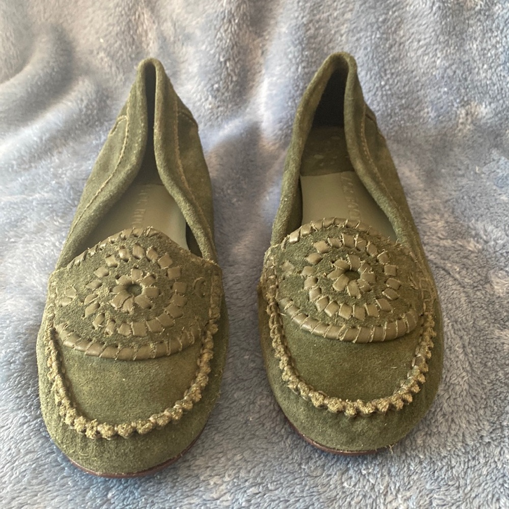 Jack Rogers, hunter green suede flats